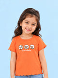BambooTEC™ Bamboo Girls Orange Top – Baa Baa Besties Print
