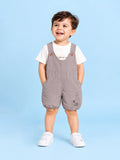Kids Cotton Dungaree Set with T-Shirt – Grey Suspender Dungaree & White Tee