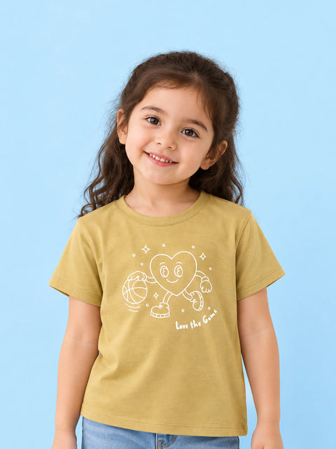 BambooTEC™ Bamboo Girls Mustard Top – Love the Game Print