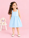 Girls Cotton Frock – Sleeveless Flared Dress with Waist Tie