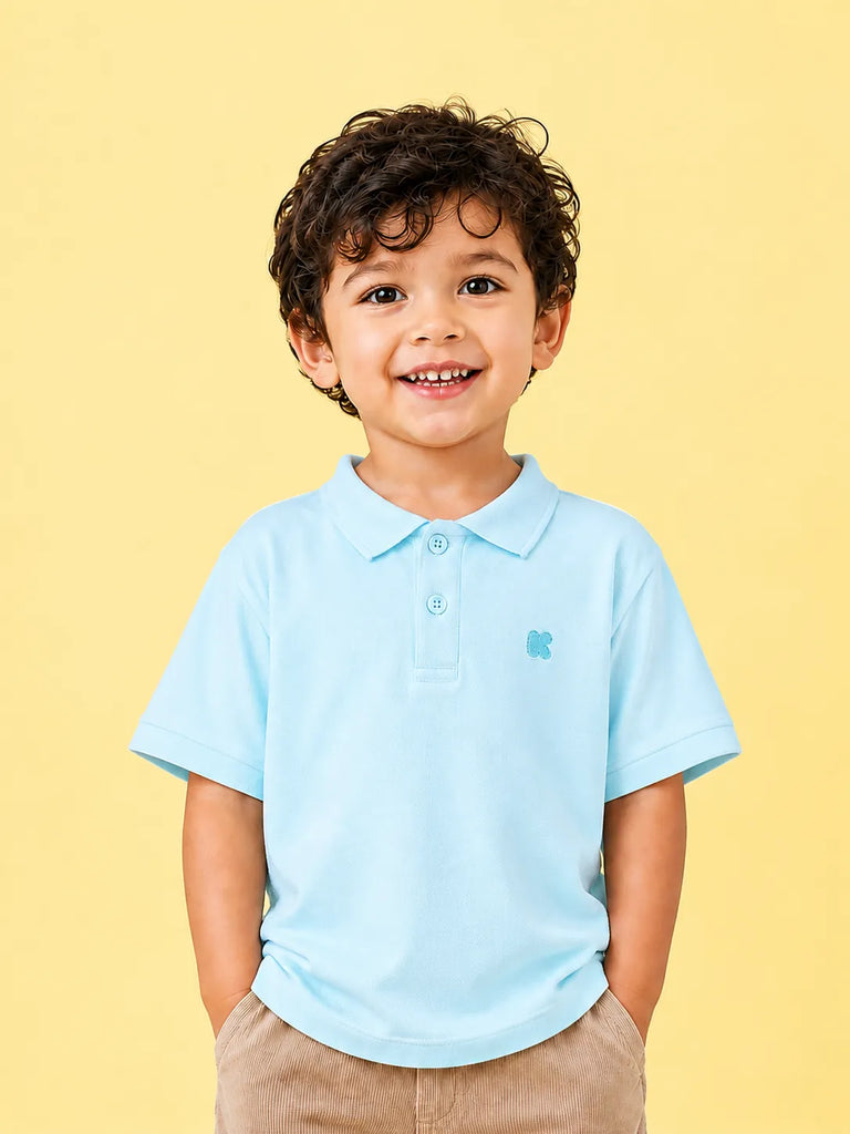 Boys Bamboo Fabric Sky Blue Polo T-Shirt