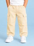 Unisex Light Beige Cotton Kids Cargo Pants – Comfortable Everyday Bottomwear