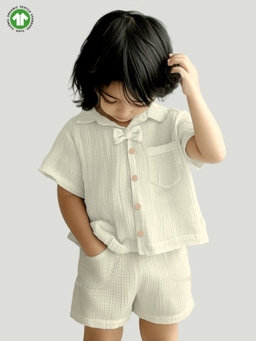 Light Linen Shirt & Pant Off-White Co-ord Set