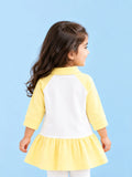 BambooTEC™ Bamboo Girls Frock – Yellow & White Love Graphic Full-Sleeve Dress