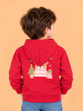 Unisex Cotton Hoodie – Red Full-Sleeve Christmas Printed Pullover Sweatshirt