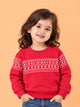 Unisex Cotton Sweatshirt – Red Full-Sleeve Christmas Fair Isle Printed Pullover