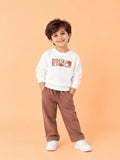 BambooTEC™ Unisex Kids Sweatshirt – White Sports Graphic Full-Sleeve Crewneck