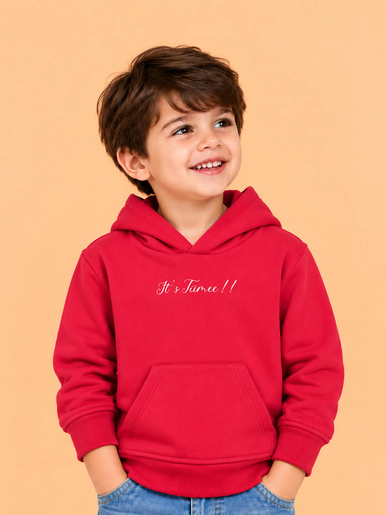 Unisex Cotton Hoodie – Red Full-Sleeve Christmas Printed Pullover Sweatshirt
