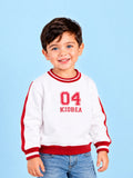 BambooTEC™ Bamboo Boys Sweatshirt – White & Red 04 Graphic Full-Sleeve Crewneck