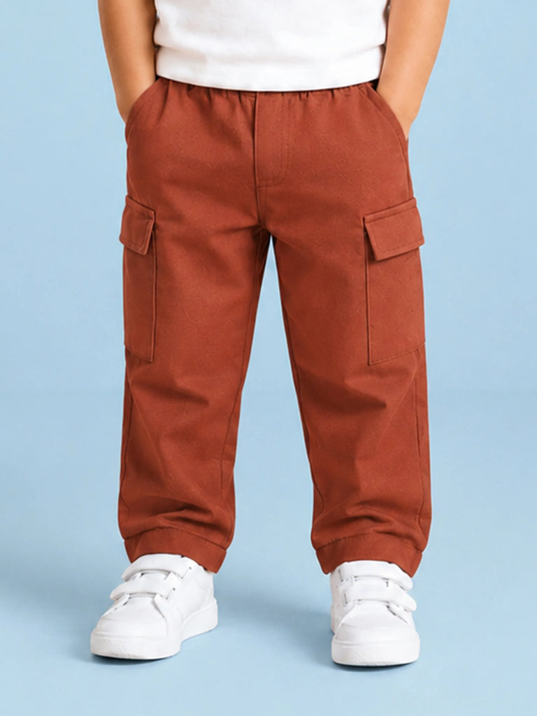 Unisex Brown Cotton Kids Cargo Shorts – Comfortable Everyday Bottomwear