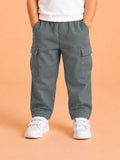 Unisex Grey Cotton Kids Cargo Pants – Comfortable Everyday Bottomwear