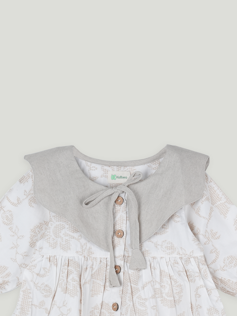Baby Girl Ruffle Sleeve Detail Frock | 100% Organic Cotton