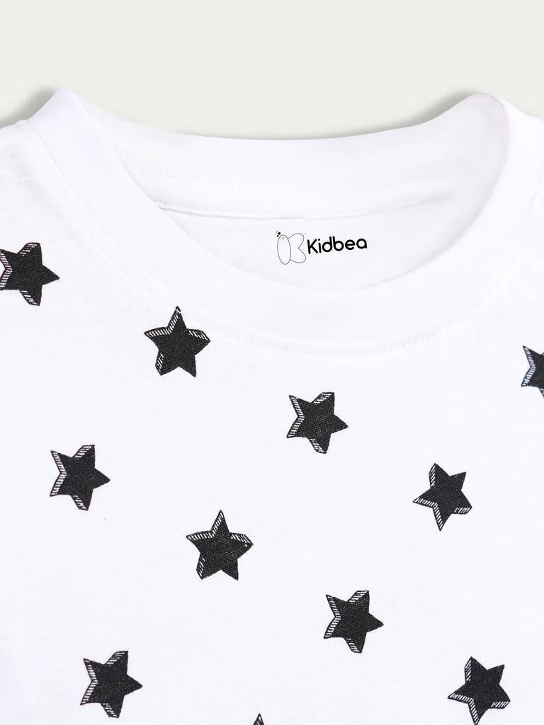 Organic Cotton Unisex Kids Co-ord Set – Soft Breathable Star Print T-Shirt & Shorts Set