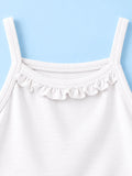 BambooTEC™ Bamboo Girls Camisole – White Sleeveless Ruffle Neck Camisole