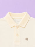 Boys Bamboo Fabric Cream Polo T-Shirt