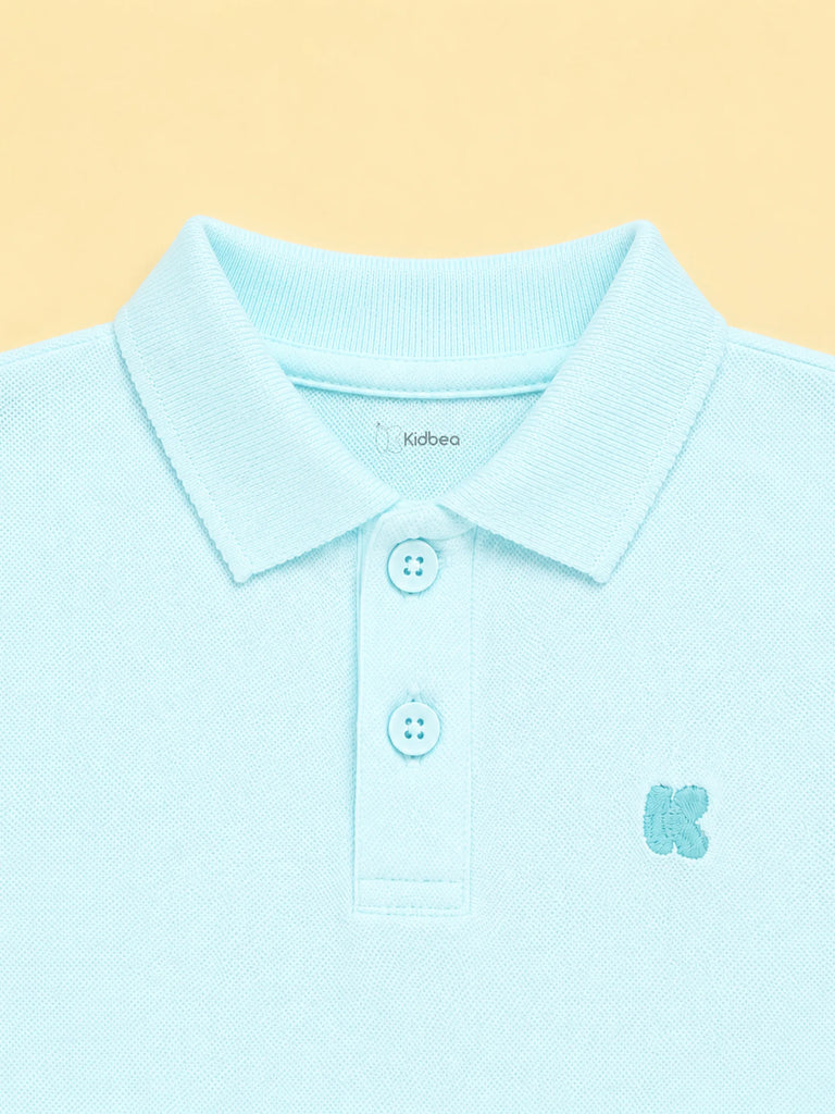 Boys Bamboo Fabric Sky Blue Polo T-Shirt