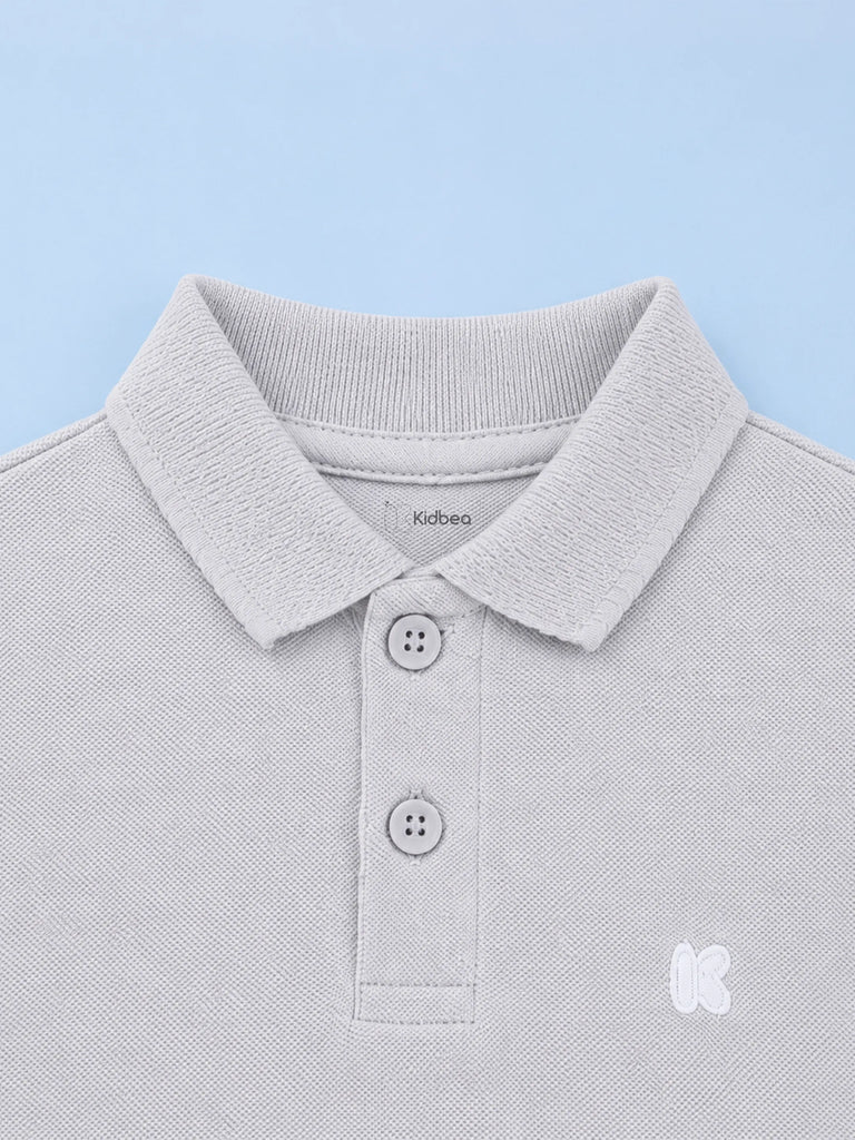 Boys Bamboo Fabric Grey Polo T-Shirt