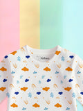 100% Bamboo Cotton Unisex Cloud & Nature Printed Co-Ord Set - White