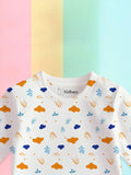 100% Bamboo Cotton Unisex Cloud & Nature Printed Co-Ord Set - White