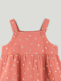 Girls Organic Cotton Coral Floral Print Dress & Bloomers Set with Headband