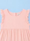 Organic Cotton Girls Flutter Sleeve A-Line Dress - Blush Pink