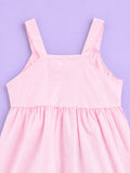 Girls Cotton Frock – Light Pink Sleeveless Flared Dress with Waist Tie
