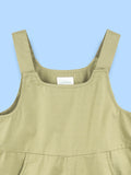 Unisex Cotton Dungaree Shorts – Olive Green Sleeveless Suspender Romper with Pockets