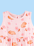 BambooTEC™ Bamboo Muslin Baby Frock – Puppy & Floral Print, Soft & Breathable Dress