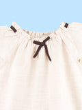 Girls Cotton Co-Ord Set – Cream Top & Wide-Leg Pants with Floral Embroidery