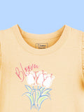 Girls Yellow Top – Bloom Floral Print with Ruffle Sleeves
