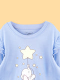 Girls Blue Full-Sleeve Top – Star & Elephant Print