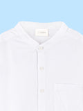 Boys White Cotton Mandarin Collar Shirt – Short Sleeve Casual Shirt
