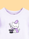 BambooTEC™ Bamboo Girls Lavender Top – Magic Cat Print with Ruffle Sleeves