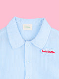 Boys Cotton Shirt & Shorts Set – Blue Striped Shirt with Navy Shorts
