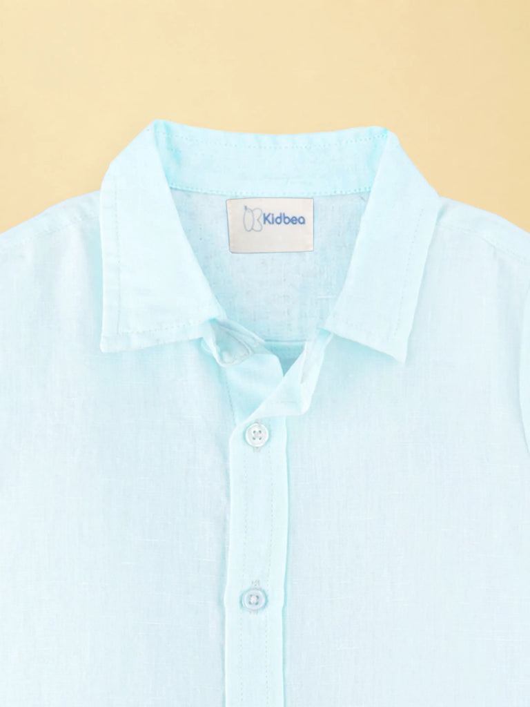 Boys Linen Cotton Pastel Blue Shirt