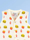 BambooTEC™ Bamboo Muslin Baby Jhabla – Burger & Fries Print