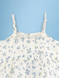 Girls Cotton White Floral Print Frock