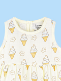 BambooTEC™ Bamboo Muslin Baby Frock – Ice Cream & Star Print, Soft & Breathable Dress