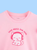 Girls Pink Full-Sleeve Top – Love Music Fur Real Print