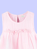 Girls Cotton Dress – Light Pink Sleeveless A-Line Dress with Bow Details