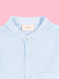 Boys Cotton Mandarin Collar Shirt – Short Sleeve Casual Shirt with Pocket