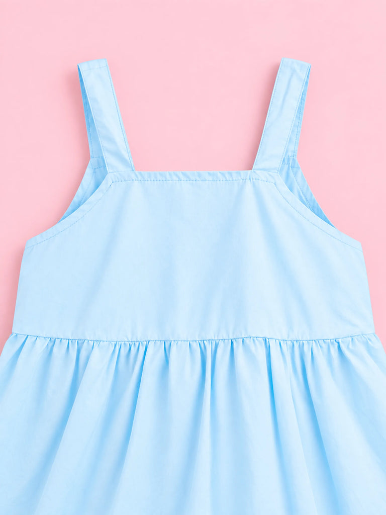 Girls Cotton Frock – Sleeveless Flared Dress with Waist Tie