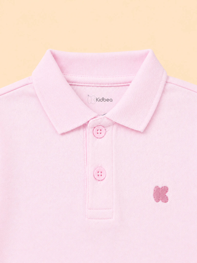 Boys Bamboo Fabric Pink Polo T-Shirt