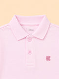 Boys Bamboo Fabric Pink Polo T-Shirt