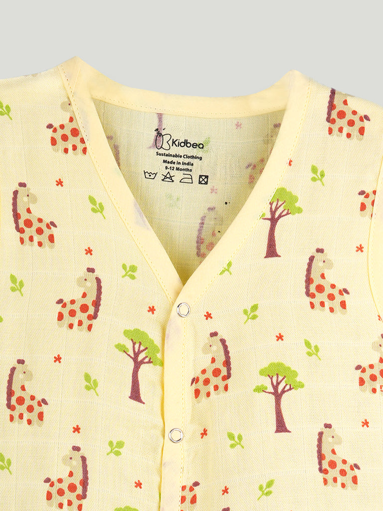 BambooTEC™ Bamboo Muslin Baby Jhabla – Giraffe & Tree Print