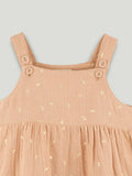 Girls Organic Cotton Beige Floral Print Dress & Bloomers Set with Headband