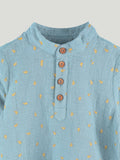 Organic Cotton Boys Mandarin Collar Full Sleeve Shirt - Sky Blue