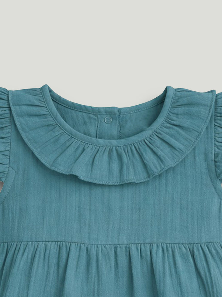 Light Organic Cotton Charming Teal Frock | Elegant & Comfortable