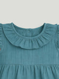 Light Organic Cotton Charming Teal Frock | Elegant & Comfortable