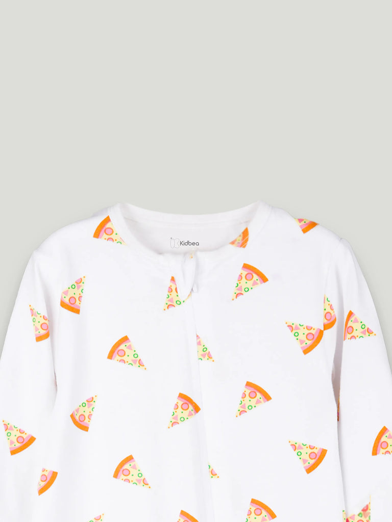 Organic cotton Pizza Print Romper/Bodysuit - Yellow